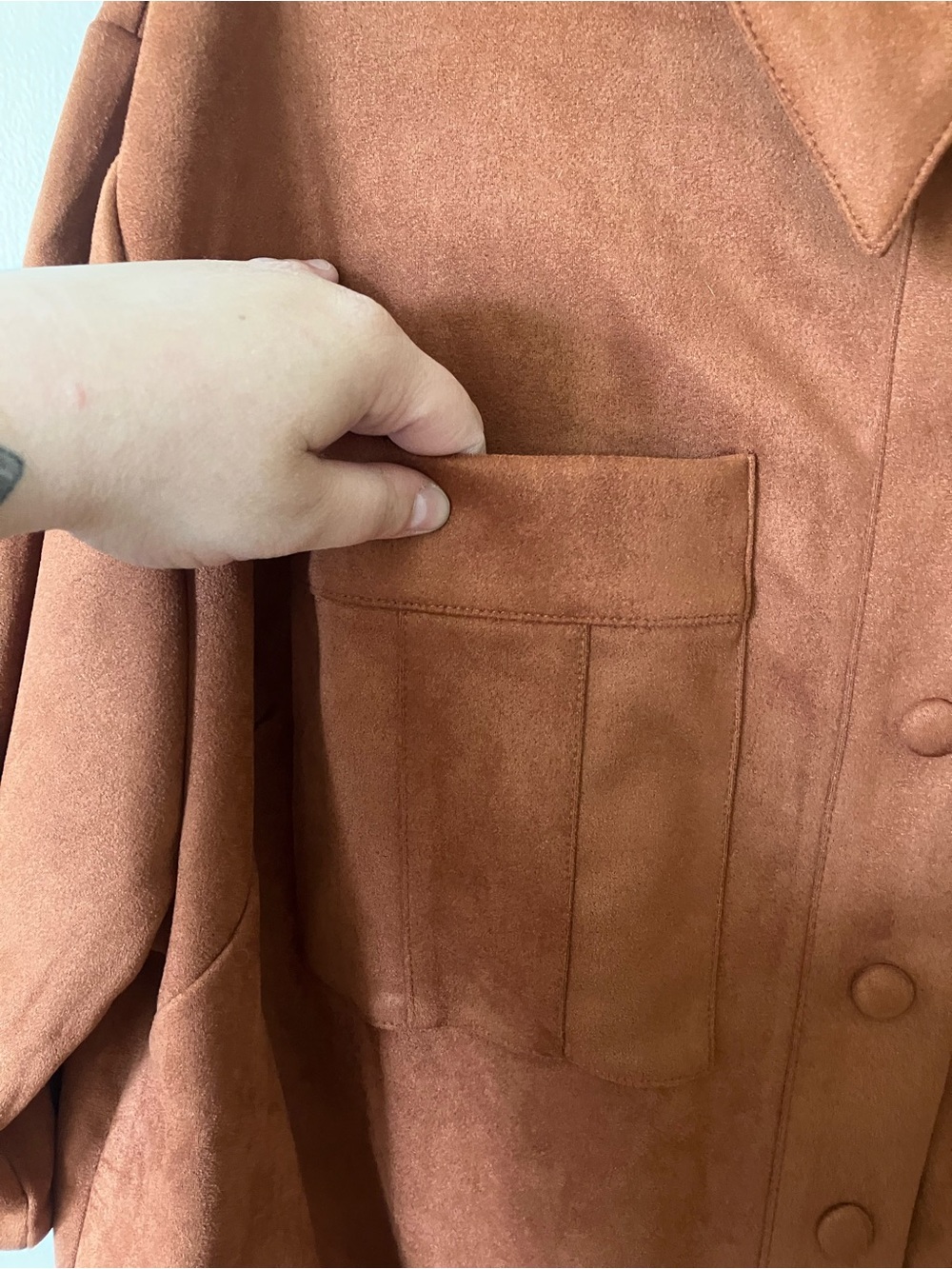 Eloquii Burnt Orange Suede Shirt Dress - Picture 3 of 7